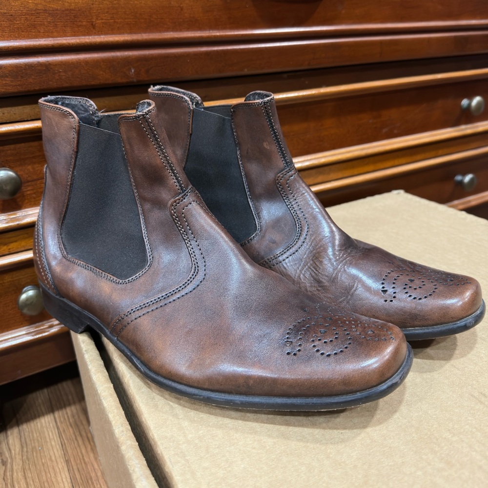 Kenneth Cole Reaction Unique Vintage Western Chelsea Boots Men Size 7.5